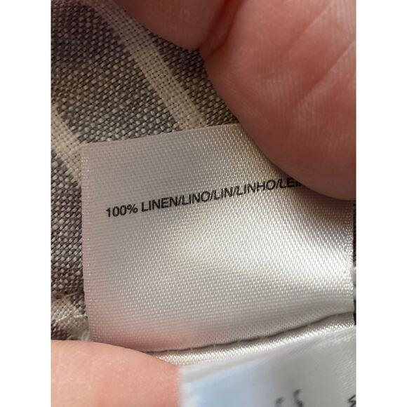 Jones New York Gray White Striped 100% Linen Asymmetrical Tunic Size Medium - Picture 7 of 7